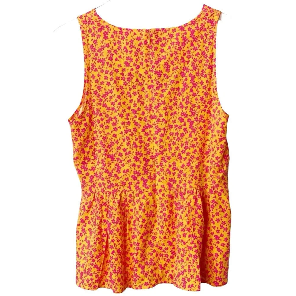 NWT J. Crew Re-Imagined V-Neck Peplum Sleeveless Top Pink Floral Print
